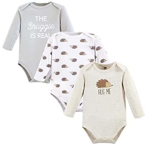 Hudson Baby Unisex Baby Cotton Long-Sleeve Bodysuits, Hedgehog, 3-6 Months