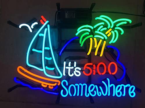 Its 5 o'clock somewhere neon sign Parrot Custom Handmade Home Beer Bar Pub Recreation Room Lights Windows glass Wall Party Birthday Bedroom Bedside Table wall decor Decoration man cave