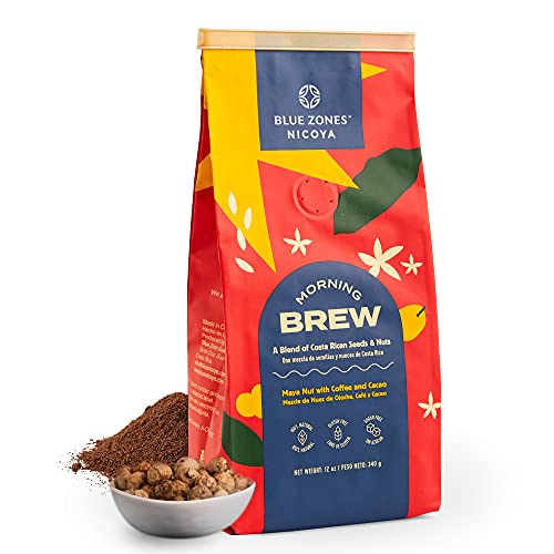 Blue Zones Nicoya - Morning Brew, Maya Nut with Coffee and Cacao - 100% Natural Ground Coffee Alternative - High Micronutrients - Low Caffeine, Gluten & Sugar-Free (12 oz/ 340g)