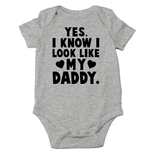 AW Fashions Yes. I Know I Look Like My Daddy - Dad's Twin - Funny Infant One-piece Baby Bodysuit (Newborn, Sports Grey)