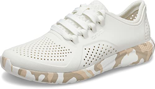Crocs Women's Literide Pacer Lace-Up Sneakers, Camo/Almost Whi, 8 Women