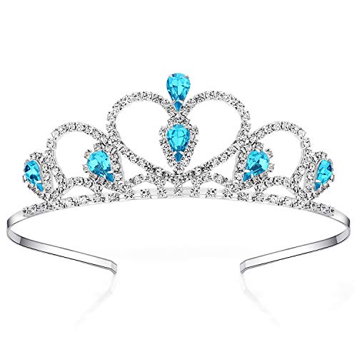 Lovelyshop Blue Gems Rhinestone Tiara for Little Kid Big Kid Prom Birthday Prinecess Crown
