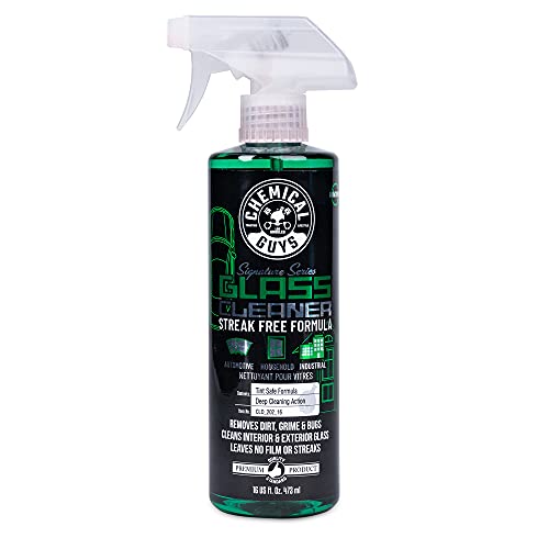 Chemical Guys CLD_202_16 Signature Series Glass Cleaner (Works on Glass, Windows, Mirrors, Navigation Screens & More; Car, Truck, SUV and Home Use), Ammonia Free & Safe on Tinted Windows, 16 fl oz