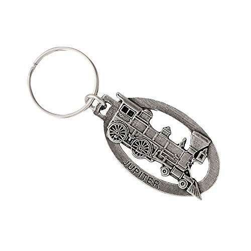 Jupiter Steam Train Engine (Locomotive) Keychain, Key Fob, Key Ring, Pewter Key Chain, A245AKC Handmade in the USA, Gift, Antiqued Pewter