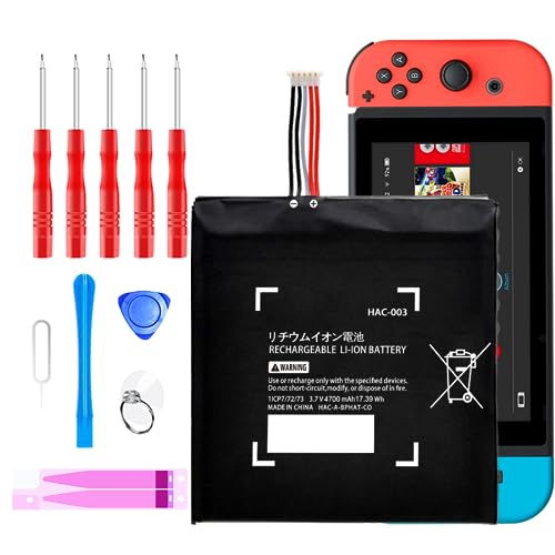 Qoutmcuy HAC-003 Battery-Compatible with Nintendo Switch Console Handhold HAC-001-4700mAh High Capacity Internal Battery-with Installation Tools Kit