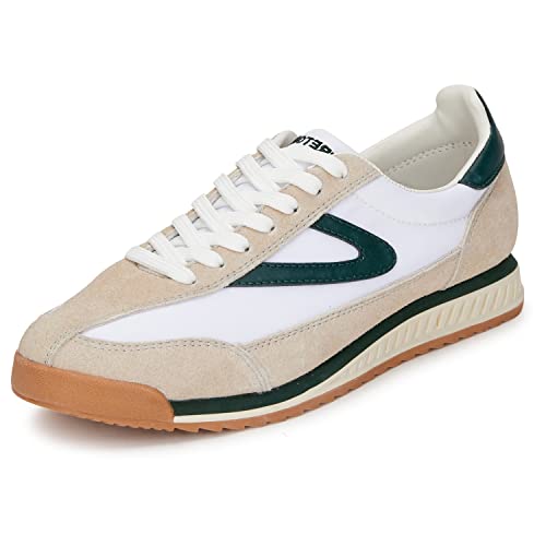 TRETORN Women's Rawlins Casual Lace-Up Sneakers, White/Green, 10