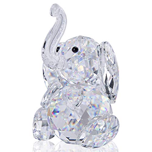 H&D Crystal Cute Elephant Figurine Collection Cut Glass Ornament Statue Animal Collectible