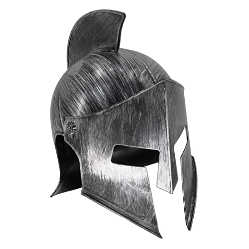 MILERUN Plastic Ancient Roman Spartan Gladiator Helmet Costume Accessory for Battle Play Halloween Cosplay LARP Silver