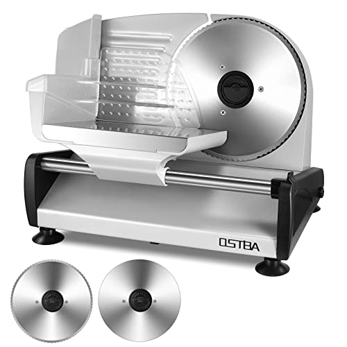 Meat Slicer 200W Electric Deli Food Slicer with 2 Removable 7.5' Stainless Steel Blade, Adjustable Thickness for Home Use, Child Lock Protection, Easy to Clean, Cuts Meat, Bread and Cheese