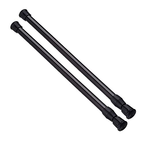 AIZESI Spring Tension Curtain Rods Short Tension Rod (Black, 16' to 28'-2Pcs)