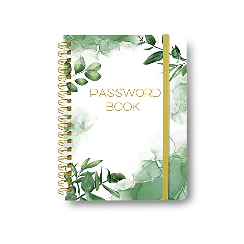 Password Book with Alphabetical Tabs - Spiral Password Notebook for Internet & Computer Login, Recording Website, Usernames, Passwords. Password Keeper for Home or Office, 5.1 x 6.9 IN