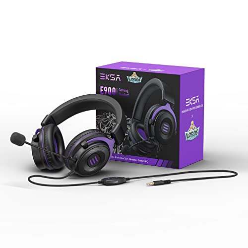 EKSA E900 &Lords Mobile Gaming Headset, Gaming Headphones with Detachable Noise Canceling Microphone - 50 MM Drivers, Lightweight and Comfortable