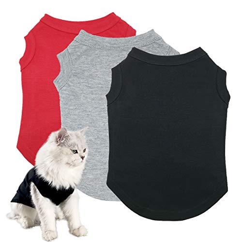 Dog Shirts Pet Clothes Blank Clothing, 3pcs Puppy Vest T-Shirt Sleeveless Costumes, Doggy Soft and Breathable Apparel Outfits for Small Extra Small Medium Dogs and Cats