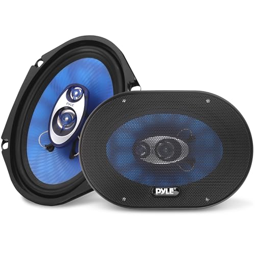 Pyle 6” x 8” Car Sound Speaker (Pair) - Upgraded Blue Poly Injection Cone 3-Way 360 Watts w/ Non-fatiguing Butyl Rubber Surround 70 - 20Khz Frequency Response 4 Ohm & 1' ASV Voice Coil - Pyle PL683BL