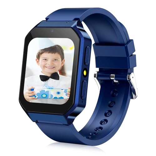 DERUI Smart Watch for Kids 3-12 Years Boys Girls, 26 Puzzle Games, Smartwatch with Camera, Pedometer, Stopwatch, Video Voice Music Player Calendar Alarm Clock Learn Card for Children Gifts (Blue)