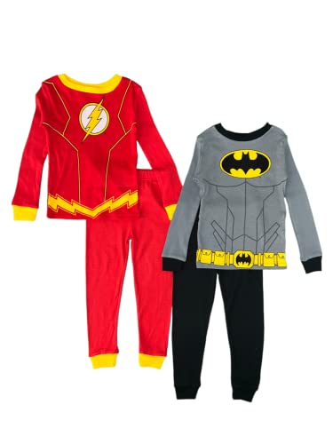 DC Comics Boys' Batman Four-Piece Pajama Set, Flash And Batman, 10