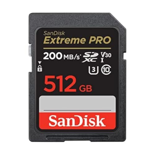 SanDisk 512GB Extreme PRO SDXC UHS-I Memory Card - C10, U3, V30, 4K UHD, SD Card - SDSDXXD-512G-GN4IN, Dark gray/Black