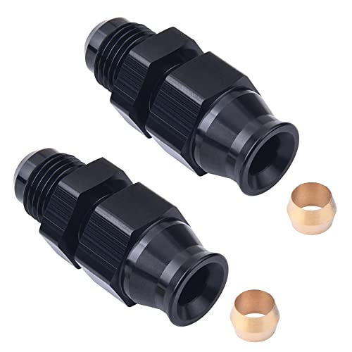 EVIL ENERGY 6AN Male to 3/8' Hardline Compression Fitting Adapter Aluminum Black 2PCS