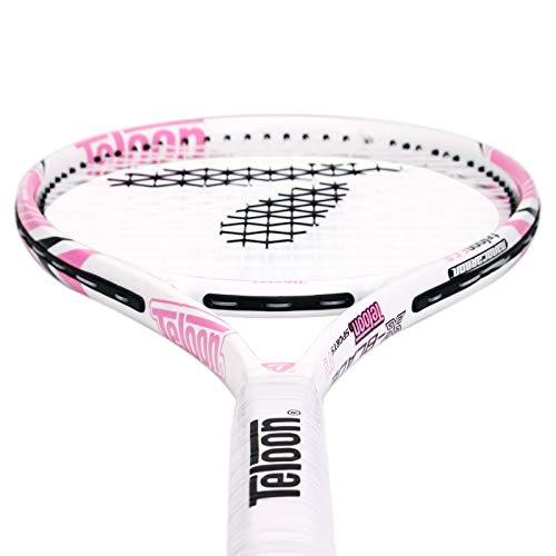 Teloon Recreational Adult Tennis Rackets-27 inch Tennis Racquet for Men and Women College Students Beginner Tennis Racket. (V9-Pink and White)