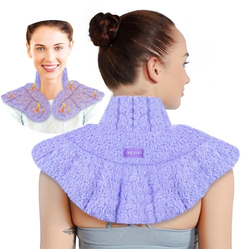 REVIX Microwave Heating Pad for Neck and Shoulders Back Pain Relief, Microwavable Heated Neck Wrap Warmer with Moist Heat, Lavender Aromatherapy Hot and Cold Pack, Gifts