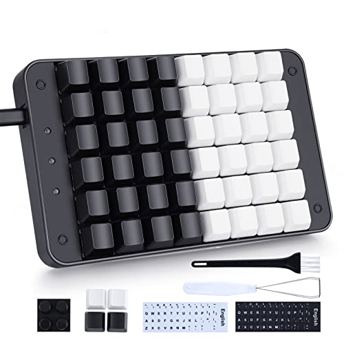 Koolertron One Handed Mechanical Gaming Keyboard, 48 Keys Fully Programmable Mini USB Macro Keyboard with OEM Gateron Red Switch, for Gamers/Designers/Video Editor