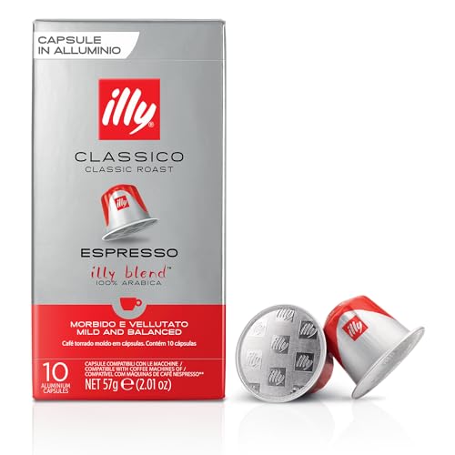Illy Espresso Compatible Capsules - Single-Serve Coffee Capsules & Pods - Classico Roast - Notes Of Caramel, Orange Blossom & Jasmine Coffee Pods - For Nespresso Coffee Machines – 10 Count