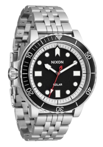 NIXON Stinger 44 A1402 - Silver/Black/White - 100m Water Resistant Men's Analog Watch (44mm LUM Face, 20mm Stainless Steel Band)