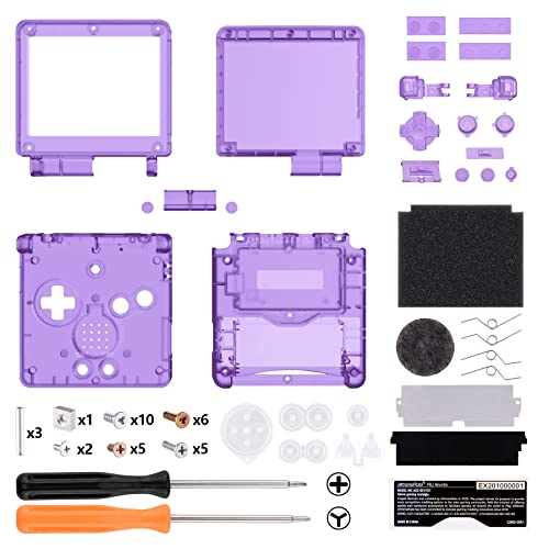 IPS Ready Upgraded eXtremeRate Clear Atomic Purple Custom Replacement Housing Shell for Gameboy Advance SP GBA SP – Compatible with Both IPS & Standard LCD – Console & Screen NOT Included