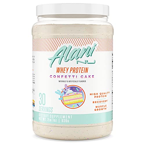 Alani Nu Whey Protein Powder Confetti Cake | 23g Protein with Low Sugar & Digestive Enzymes | Meal Replacement Powder | Low Fat Low Carb Whey Isolate Protein Blend | Low Sugar |30 Servings