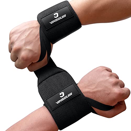 VINSGUIR Elastic Wrist Wraps for Weightlifting and Working Out, Breathable Lifting Wrist Wraps with Thumb Loop, 21'' Gym Wrist Brace for Wrist Support and Protection, Men and Women (Pair)