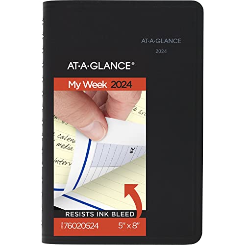 AT-A-GLANCE 2024 Weekly & Monthly Appointment Book Planner, 5' x 8', Small, QuickNotes, Black (76020524)