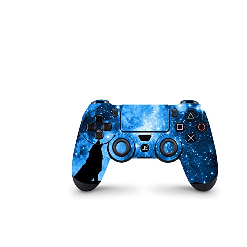 ZOOMHITSKINS Compatible for PS4 Controller Skin, Wolf Pack Sky Dark Blue Black Stars Night Howl, Durable, Fit PS4, PS4 Pro, PS4 Slim Controller, 3M Vinyl, Made in The USA