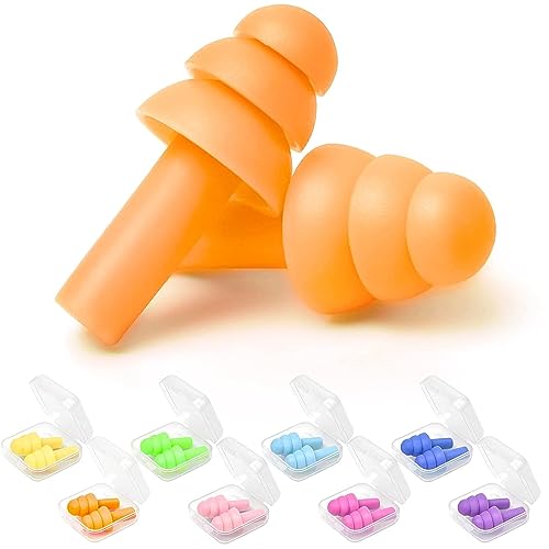 Earplugs for Sleeping Noise Cancelling, Reusable Ear Plugs– Super Soft, Silicone Ear Plug, for Sleeping 8 Pairs, Swimming, Snoring, Concerts, Work, Noisy Places (8 Colors)