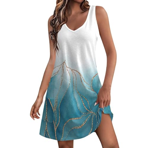 Women Tie Dye Sleeveless Dress N Neck Tank Dress Summer Trendy Short Dress Casual Mini Dress Sun Beach Dresses