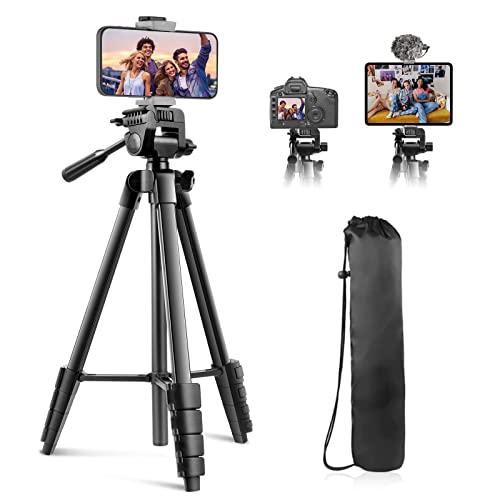 Sensyne 64' Camera Tripod Stand, Versatile Phone & iPad Tripod with Wireless Remote and 2-in-1 Phone Holder for Selfie/Video Recording/Photo/Live Stream/Vlog