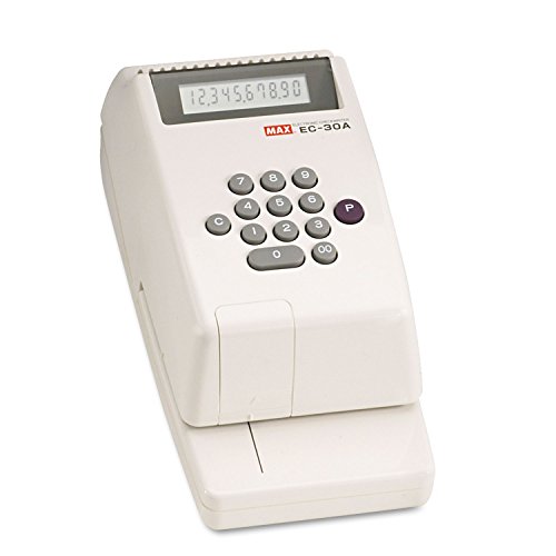 Max EC30A Electronic Checkwriter, 10-Digit, 4-3/8 x 9-1/8 x 3-3/4