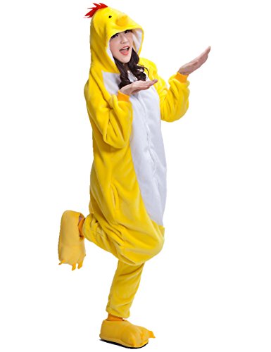 UreeUine Adult Chicken Kigurumi Animal Costume Pajamas Homewear Lounge Wear S Yellow