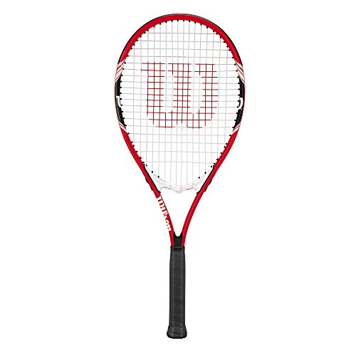 Wilson Federer Adult Recreational Tennis Racket - Grip Size 3 - 4 3/8', Red/White/Black