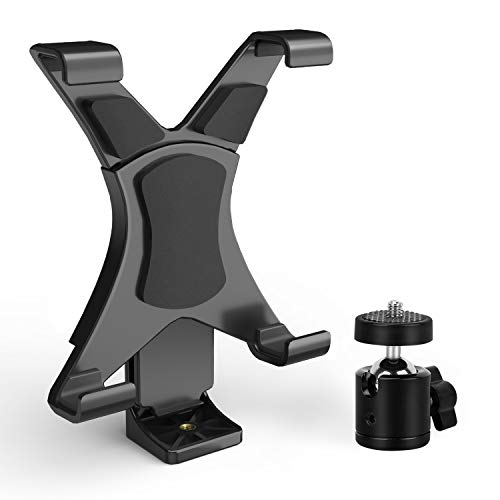 6amLifestyle Tablet Tripod Mount Adapter with 360 Degree Rotatable Ball Head Fit Most Tablets with 5' to 7.9' Clamp Holder for Tripod Monopod, iPad Mini, iPad Air, iPad Pro 9.7 10.5 11