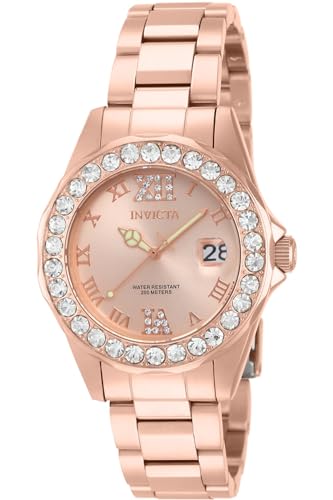 Invicta Women's 15253 Pro Diver Rose Gold Dial Crystal Accented 18k Ion-Plated Stainless Steel Watch