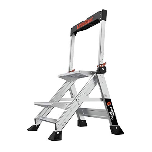 Little Giant Ladders, Jumbo Step, 2-Step, 2 foot, Step Stool, Aluminum, Type 1AA, 375 lbs weight rating, (11902), Silver