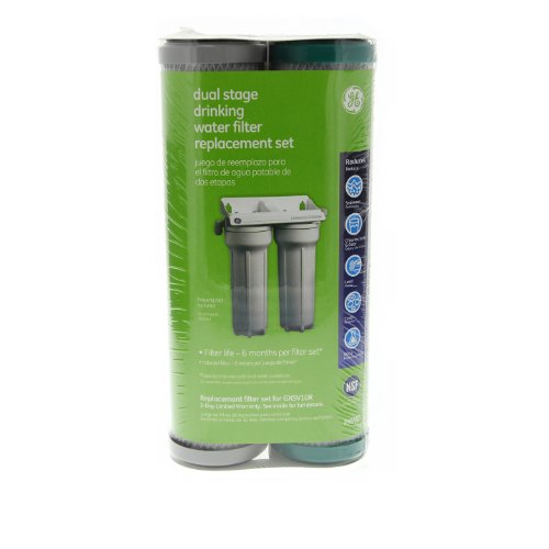 GE SmartWater FXSVC Under Sink Water Filter, Replacement for Water Filtration System, Twice-Filtered Water, Reduces Sediment & Other Impurities from Water, Replace Every 6 Months, 2 Filters