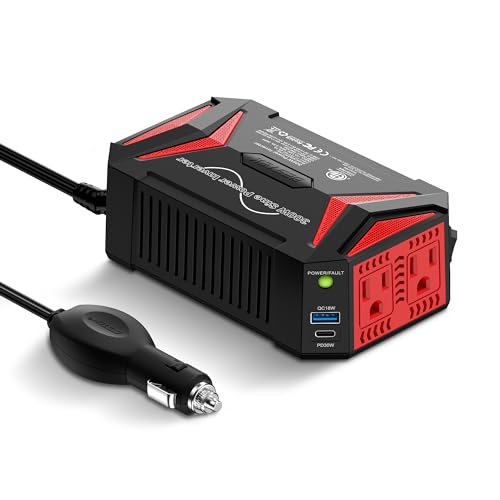 BESTEK 300Watt Pure Sine Wave Power Inverter [30W PD USB-C] Car Adapter DC 12V to AC 110V with QC3.0 USB Ports, Multi-Protection Car Charger Power Inverter for Vehicles