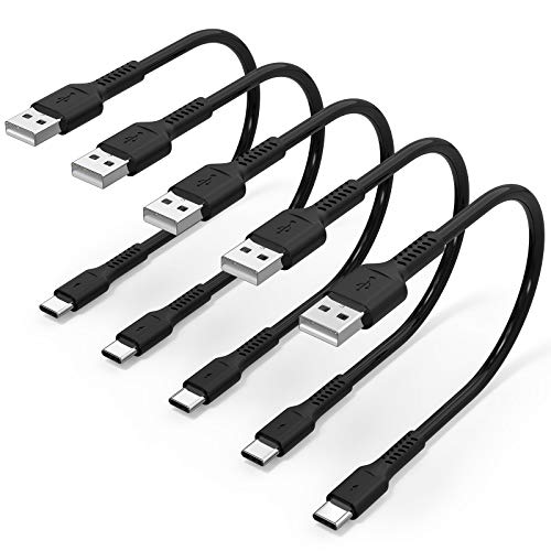 6 inch Short Fast Charging Cord, 5 Pack Durable USB A to USB Type C 3A Cable for Charging Station Compatible with Samsung Galaxy Note 9 10 S10 S20 S30 OnePlus 7T 8T LG V30 V40