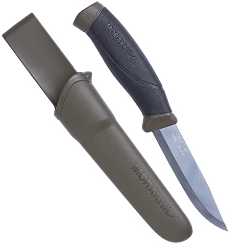 Morakniv Companion Fixed Blade Outdoor Knife with Sandvik Stainless Steel Blade, 4.1-Inch, Military Green