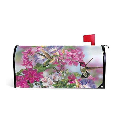 ALAZA WOOR Spring Hummingbird and Flowers Magnetic Mailbox Cover MailWraps Garden Yard Home Decor for Outside Standard Size-18'x 20.8'