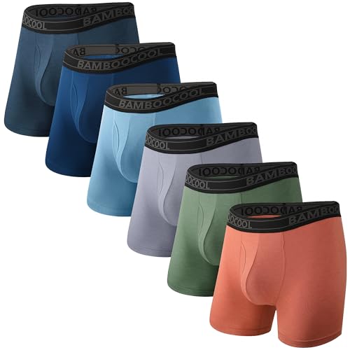 BAMBOO COOL Breathable Men's Underwear Modern Multipack Comfortsoft Moisture-Wicking Boxer Briefs 6 Pack L