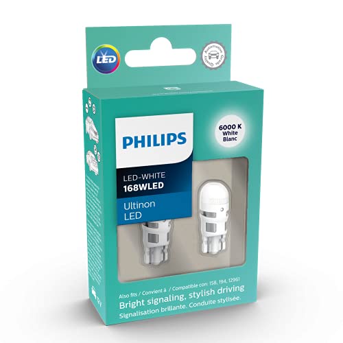 Philips Automotive Lighting 168WLED Ultinon LED Bulb (White), 2 Count (Pack of 1)