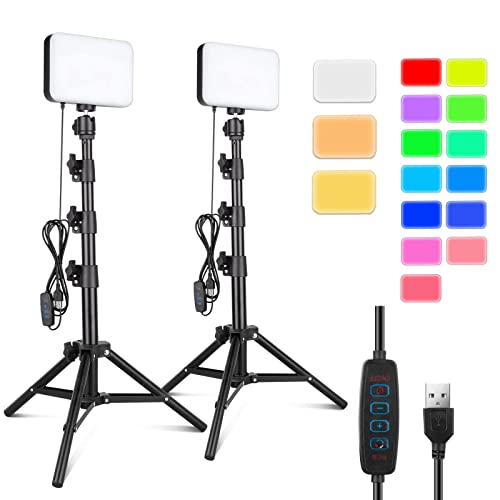 Torjim RGB Photography Video Lighting,Studio Lights with Adjustable Tripod Stand - 16 Color Lighting for Video Recording/YouTube/TikTok/Live Streaming/Make up/Vlogging