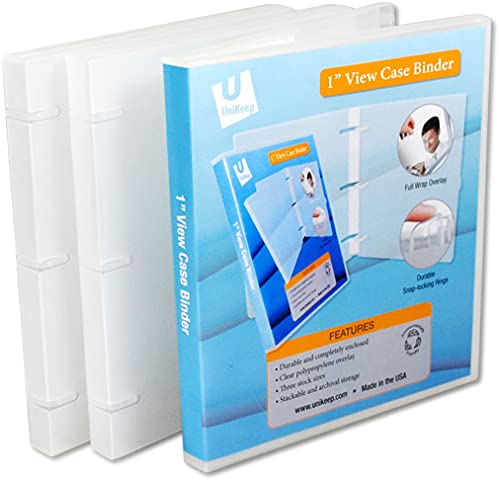 UniKeep 3 Ring Case View Binder with Overlay - 1.0 Inches (Clear)-3 Pack